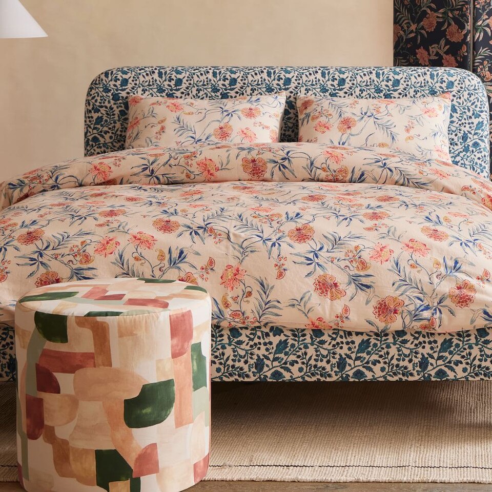 European Linen Cotton Jolie Fleur Quilt Cover & Pillowcases West Elm